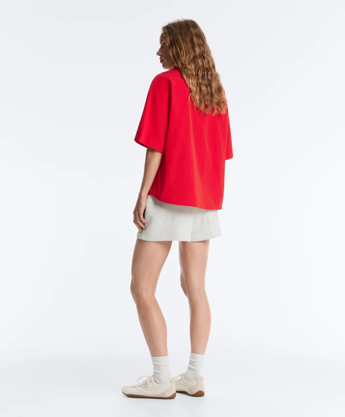 Широкие штанины красного цвета Total Look из 100% хлопка. - фото 3