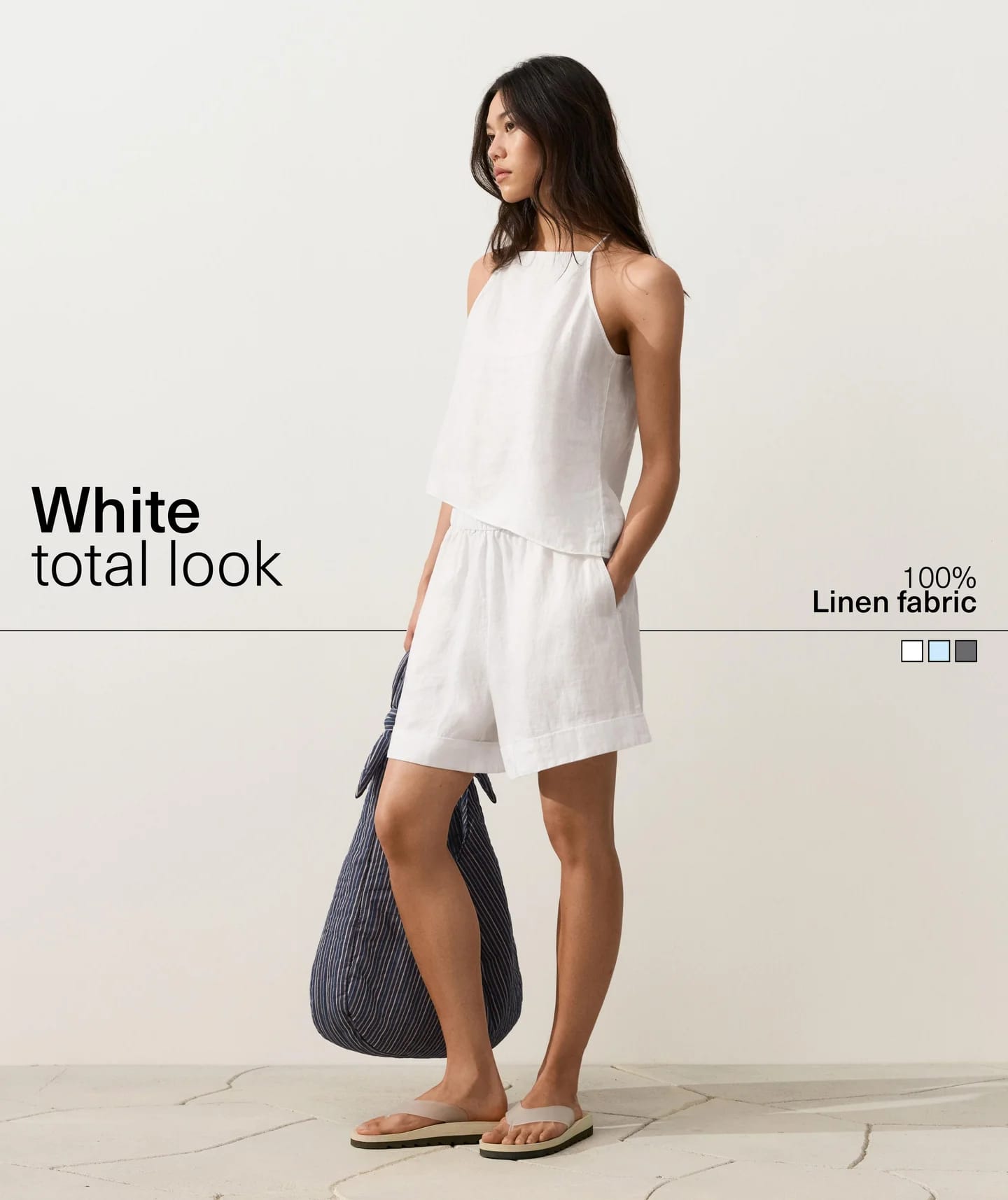 Total Look: белые льняные шаровары - фото 1