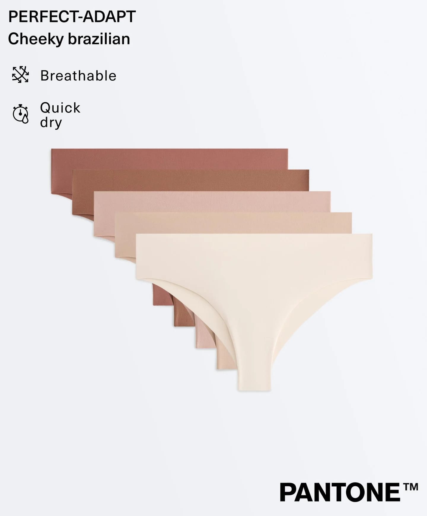 Комплект из 5 бесшовных бразильских трусов из полиамида Pantone™. - фото 15