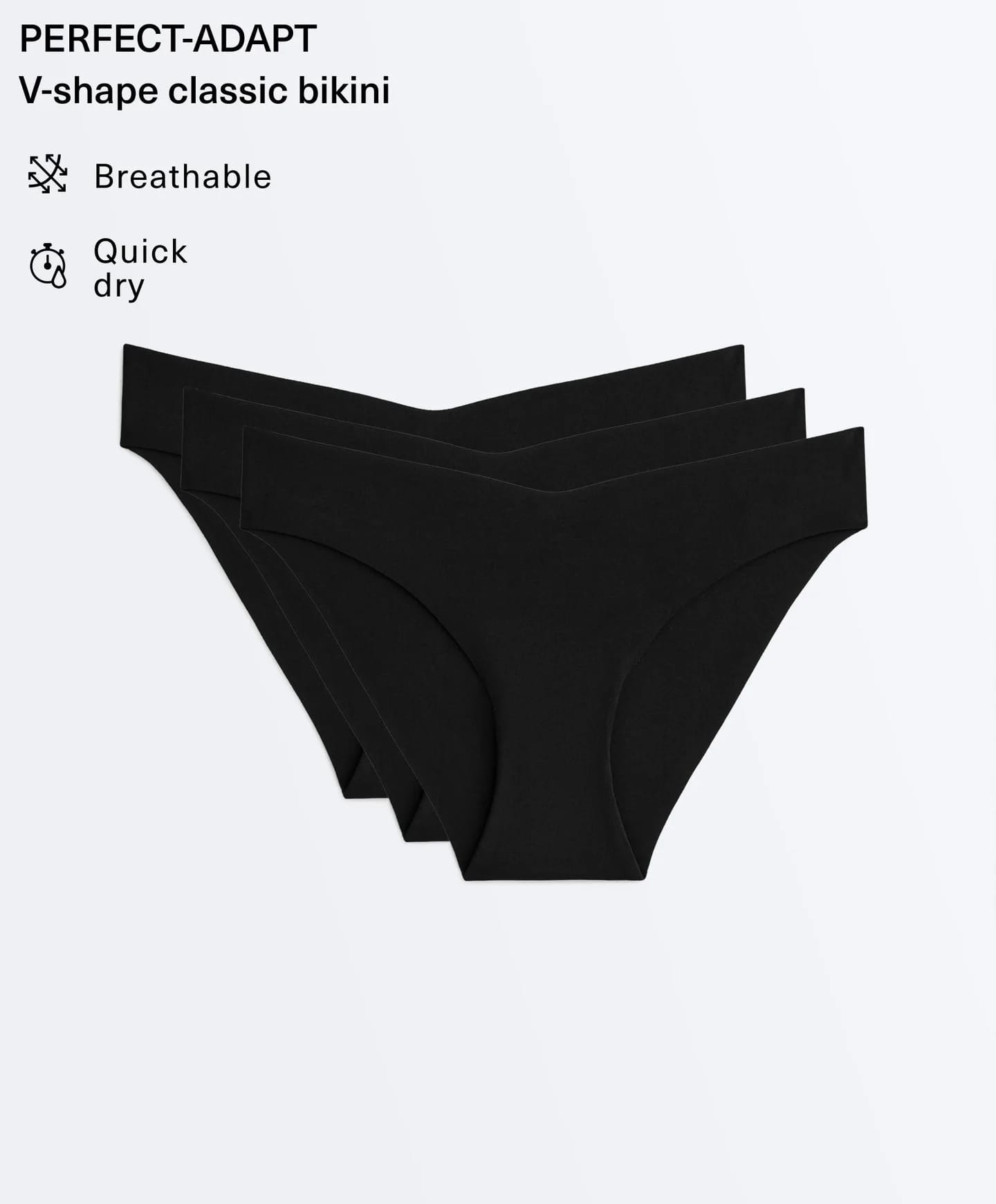 Три классических плавки бикини из смесового полиамида с V-образным вырезом - фото 11