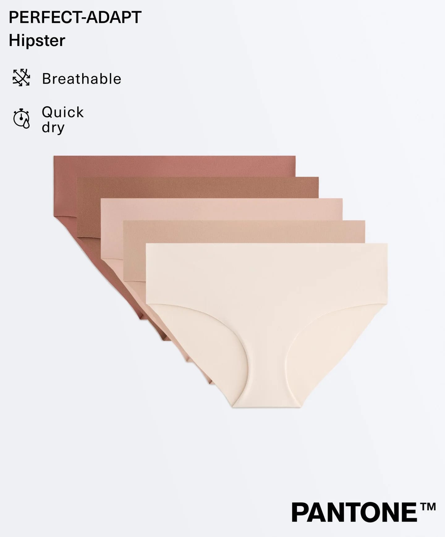 Комплект из 5 бесшовных трусиков-хипстеров из полиамида Pantone™. - фото 6