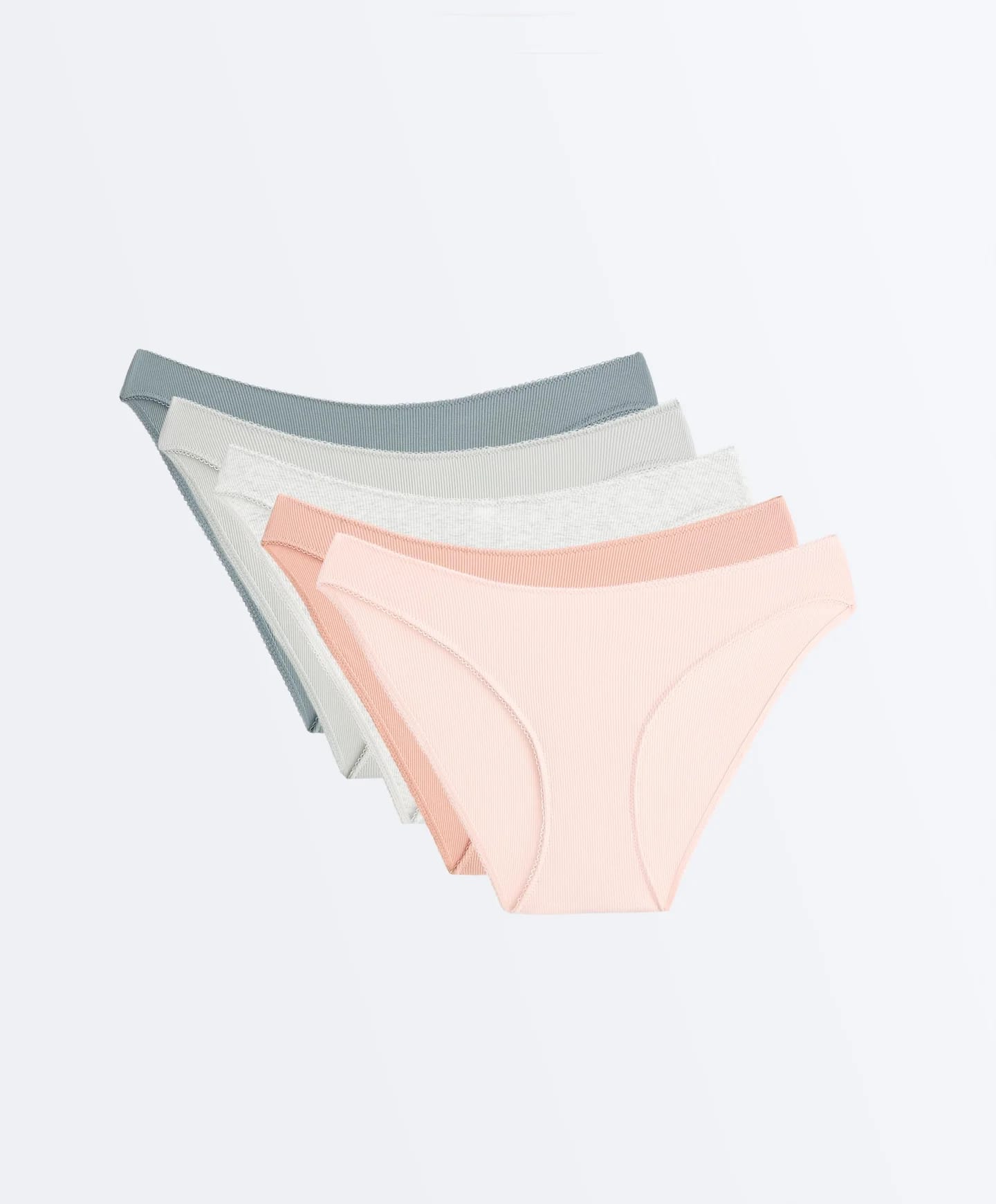 5 пар классических трусов в рубчик с U-образным вырезом из хлопка. - фото 2