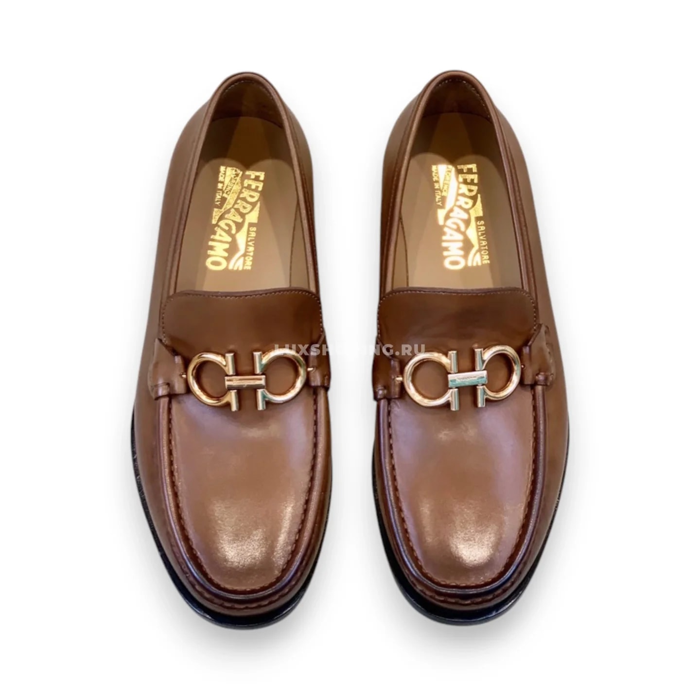 Мужские мокасины Ferragamo коричневые, гладкие