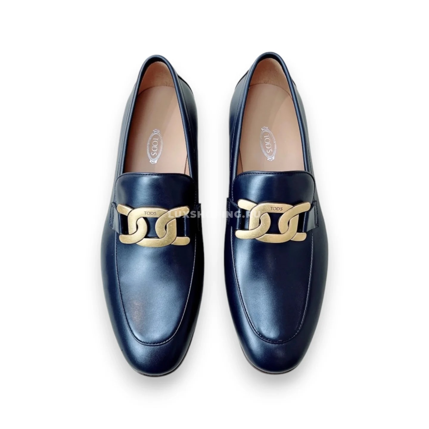 Лоферы Tods темно синие с пряжкой