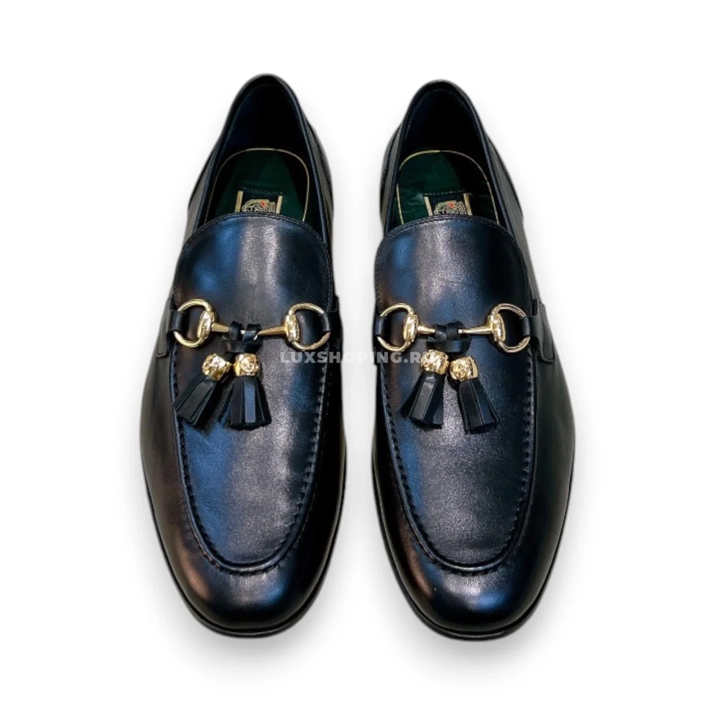 Мокасины Gucci с кисточками кожаные черные