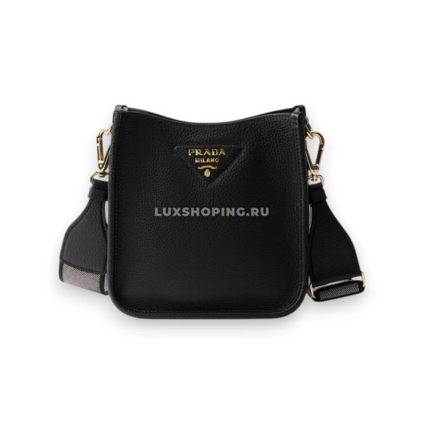 Prada Кожаная мини сумка через-плечо черная 20×19×6 см