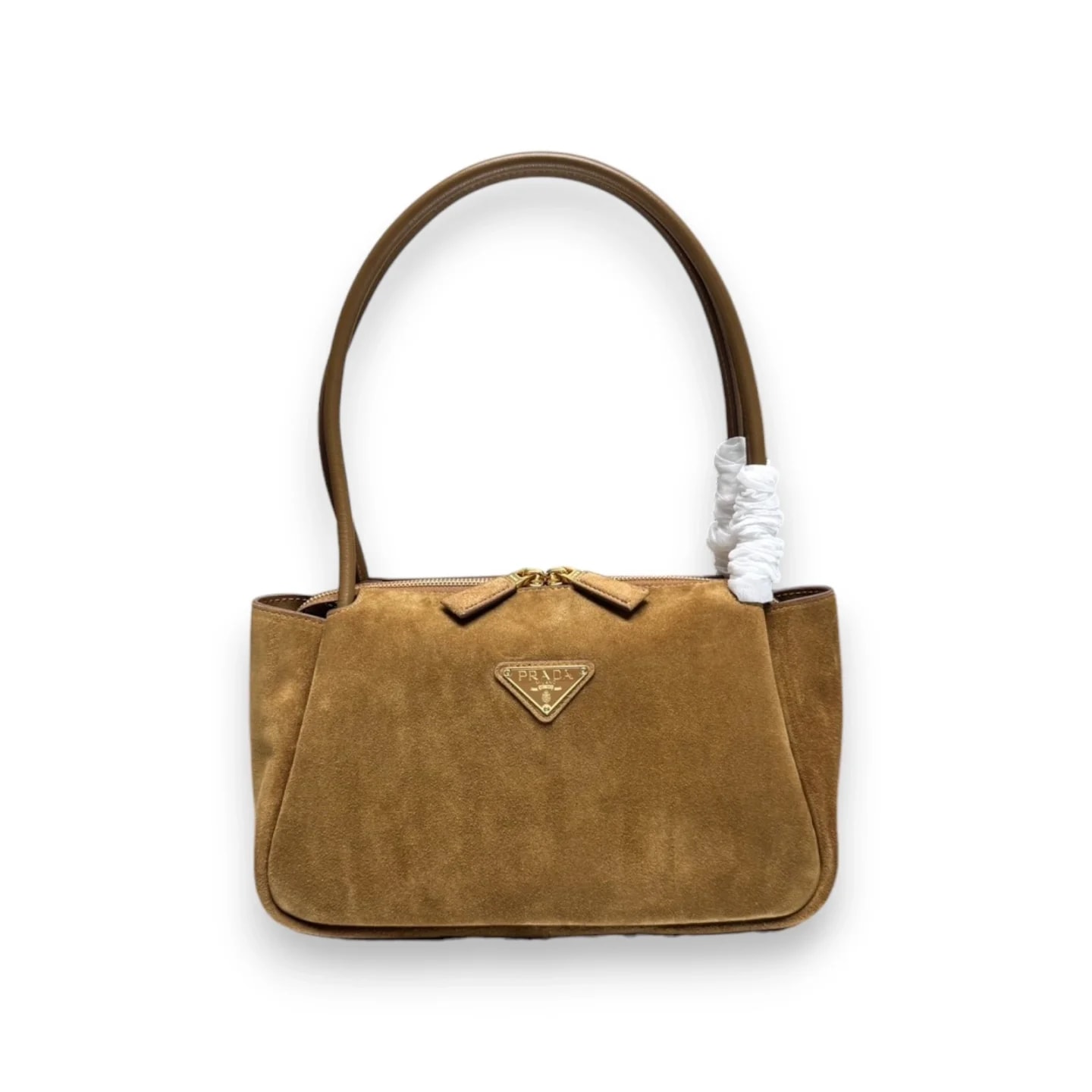 Сумка через плечо Prada Darling из замши, карамельная 28×18×11 см