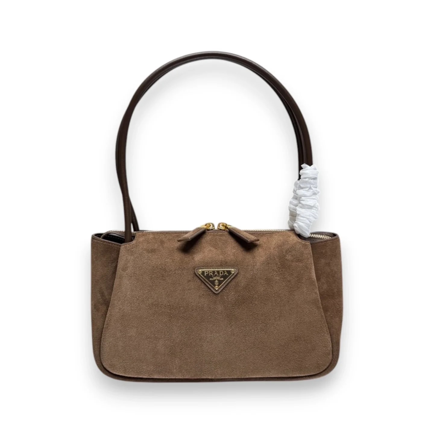 Сумка через плечо Prada Darling из замши, коричневая 28×18×11 см