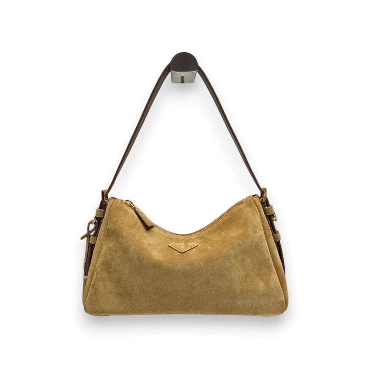 Сумка Prada Aimee Hobo из замши карамельная 31×18×10 см