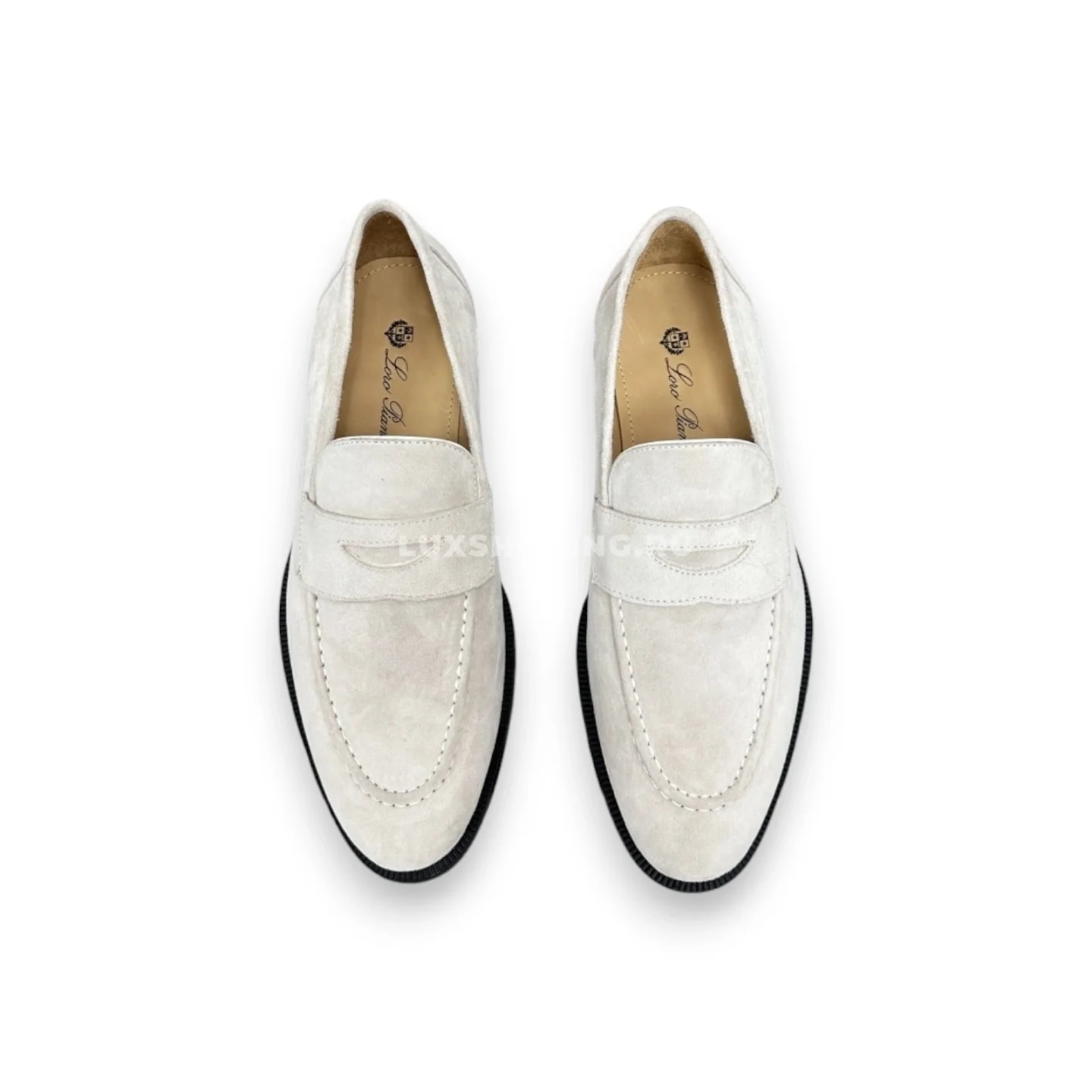 Лоферы Loro Piana белые замшевые