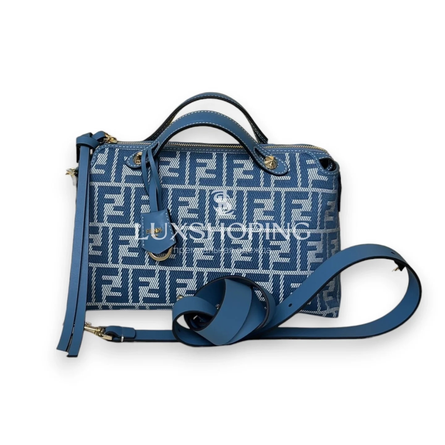 Сумка Fendi Boston синяя 28×12×18 см