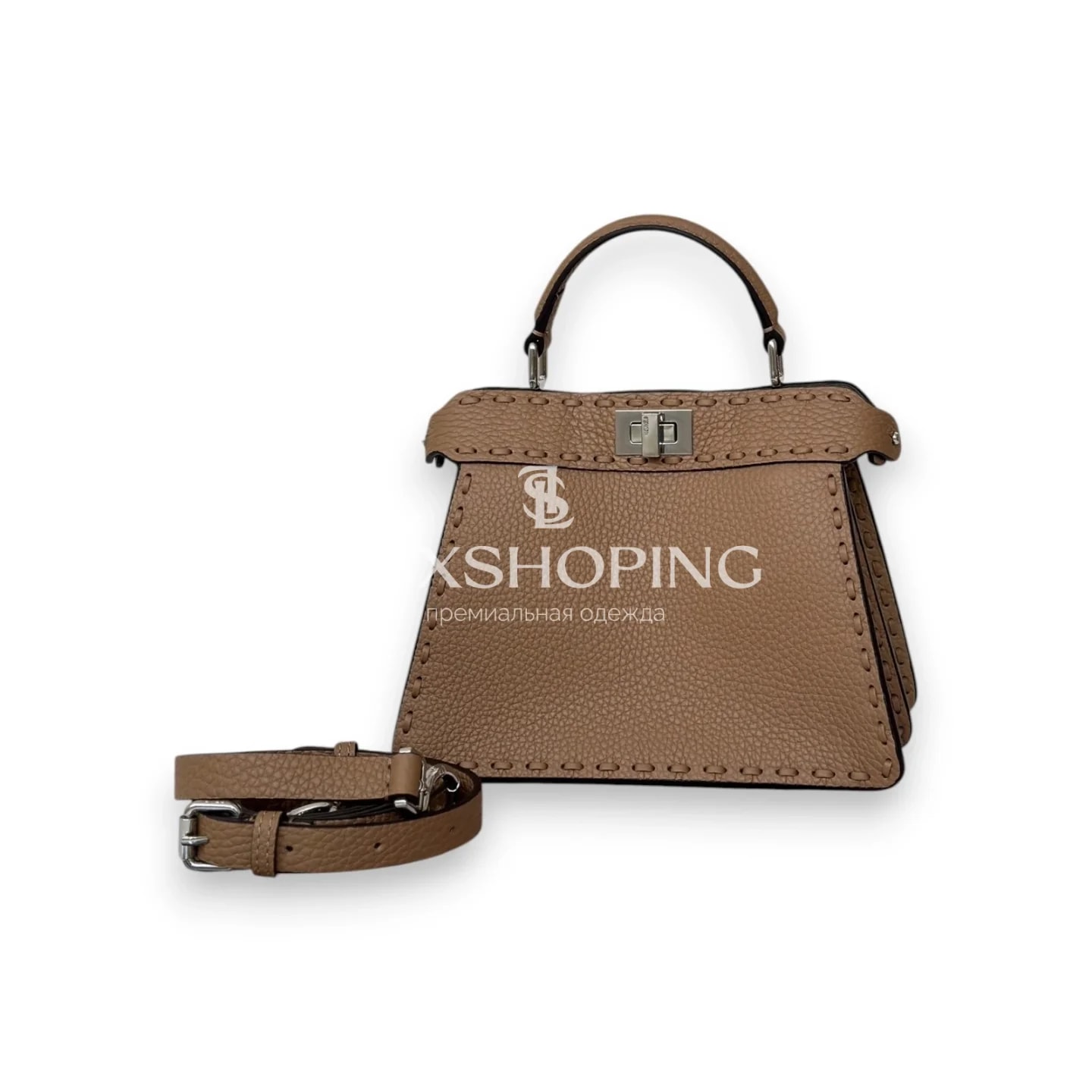 Сумка Fendi Peekaboo ISeeU Petite коричневая 20×11×15 см