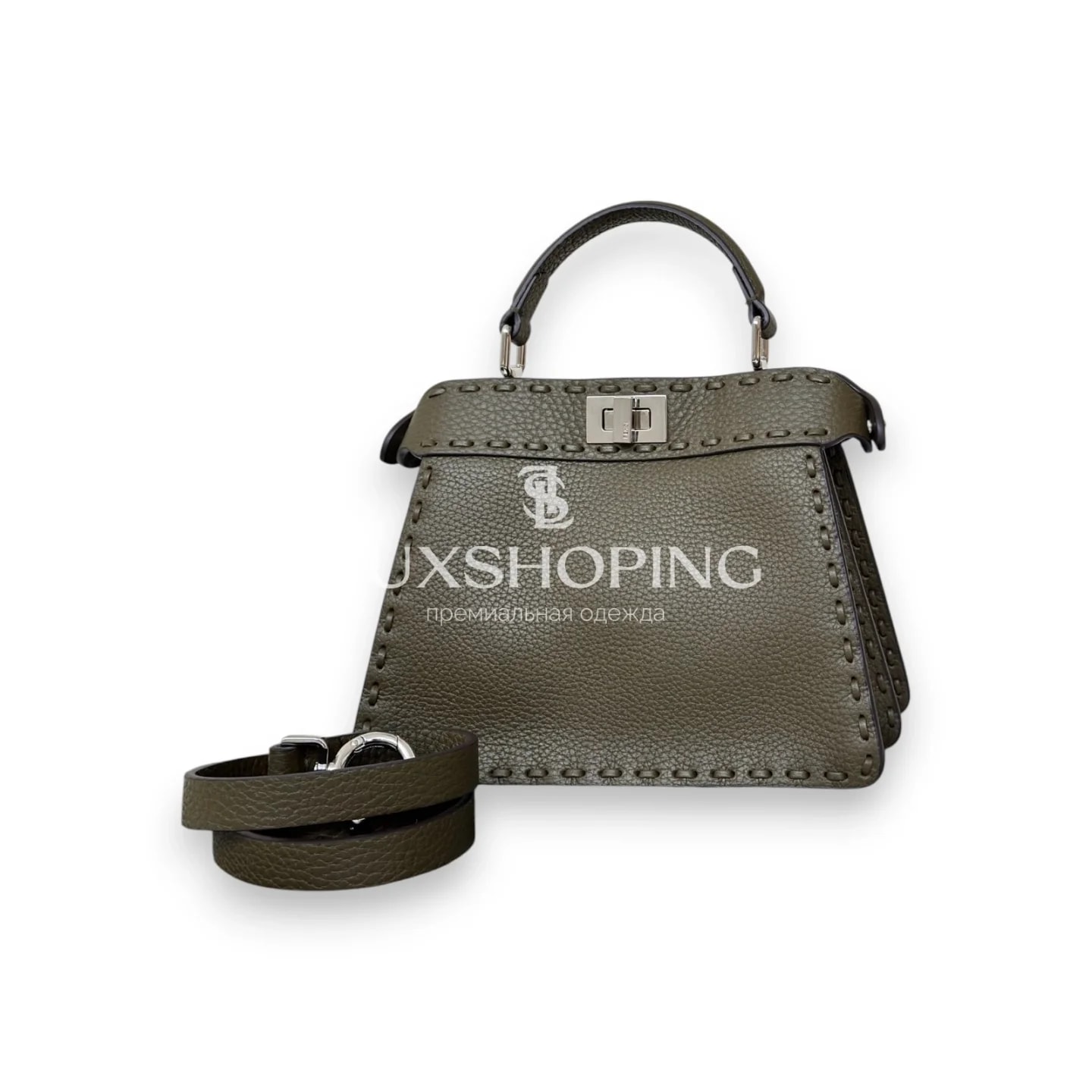 Сумка Fendi Peekaboo ISeeU Petite тёмно-зелёная 20×11×15 см