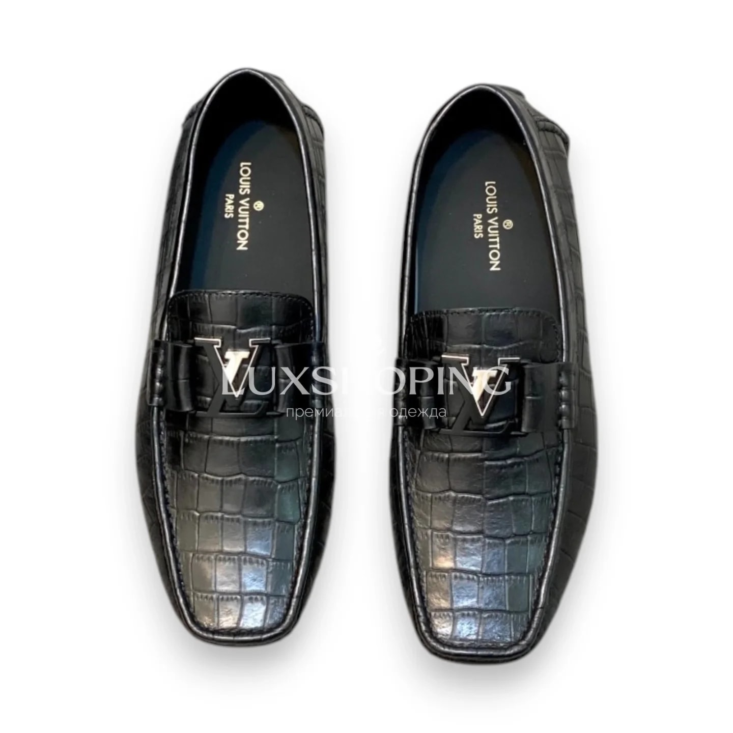 Чёрные мокасины Louis Vuitton крокодиловые m6