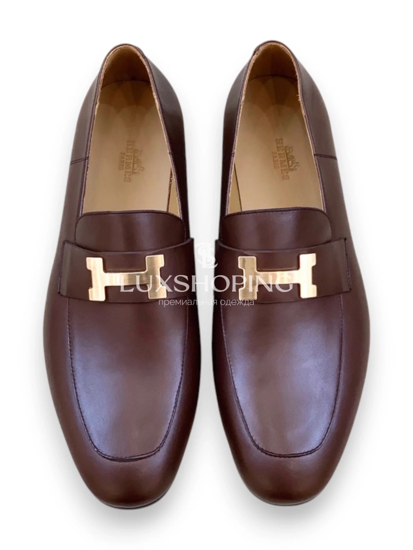Лоферы Hermès Каштановый Отблеск
