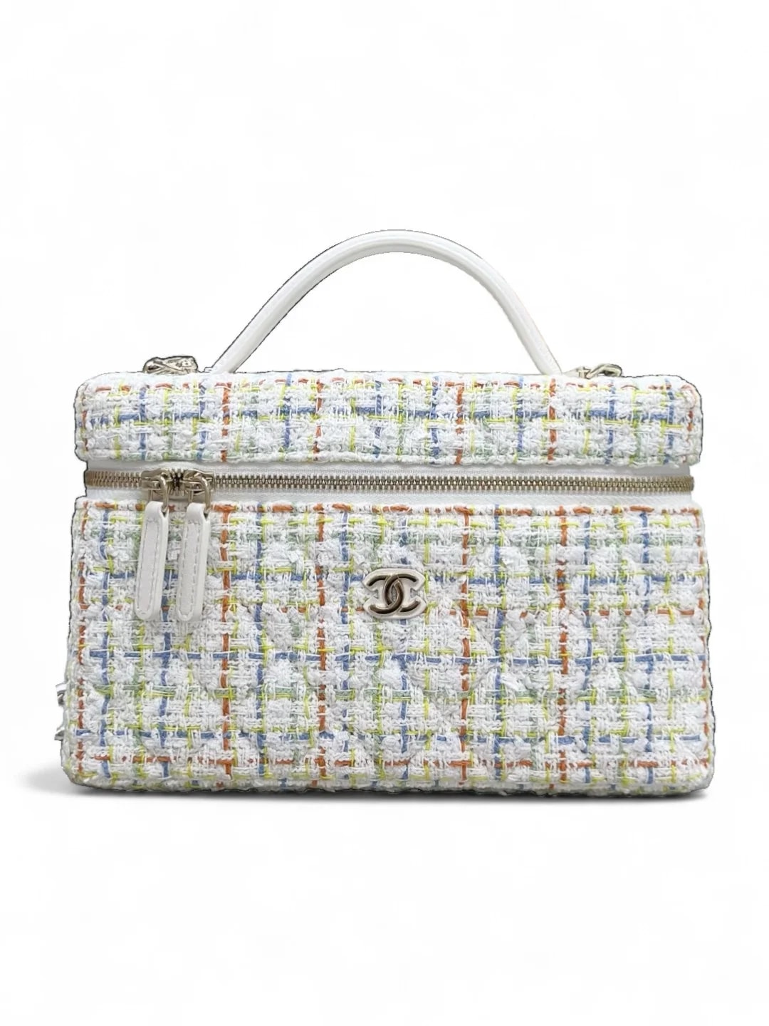 Сумка твидовая Chanel 25C LP белая 17х19,5х5 см