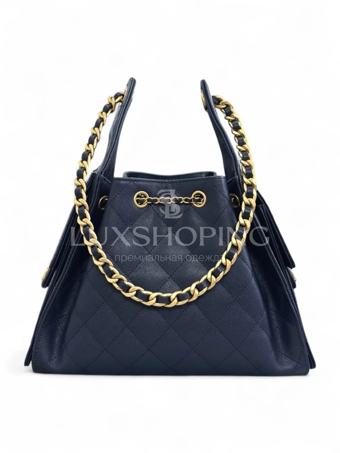 CHANEL 25C сумка-хобо 30×26×14 см темно синяя
