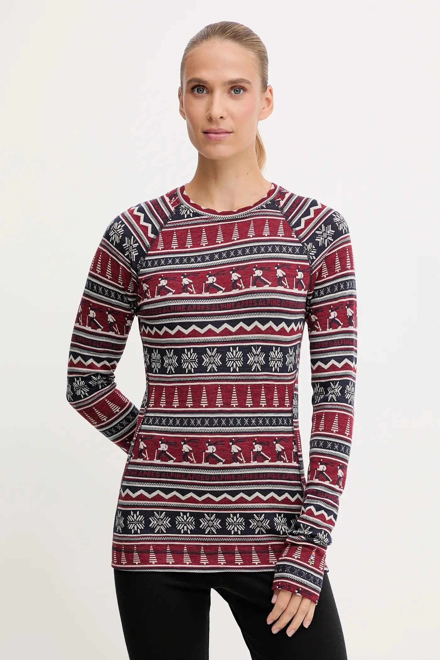 Классическая функциональная рубашка Thermal Merino с длинными рукавами бордовая для женщин