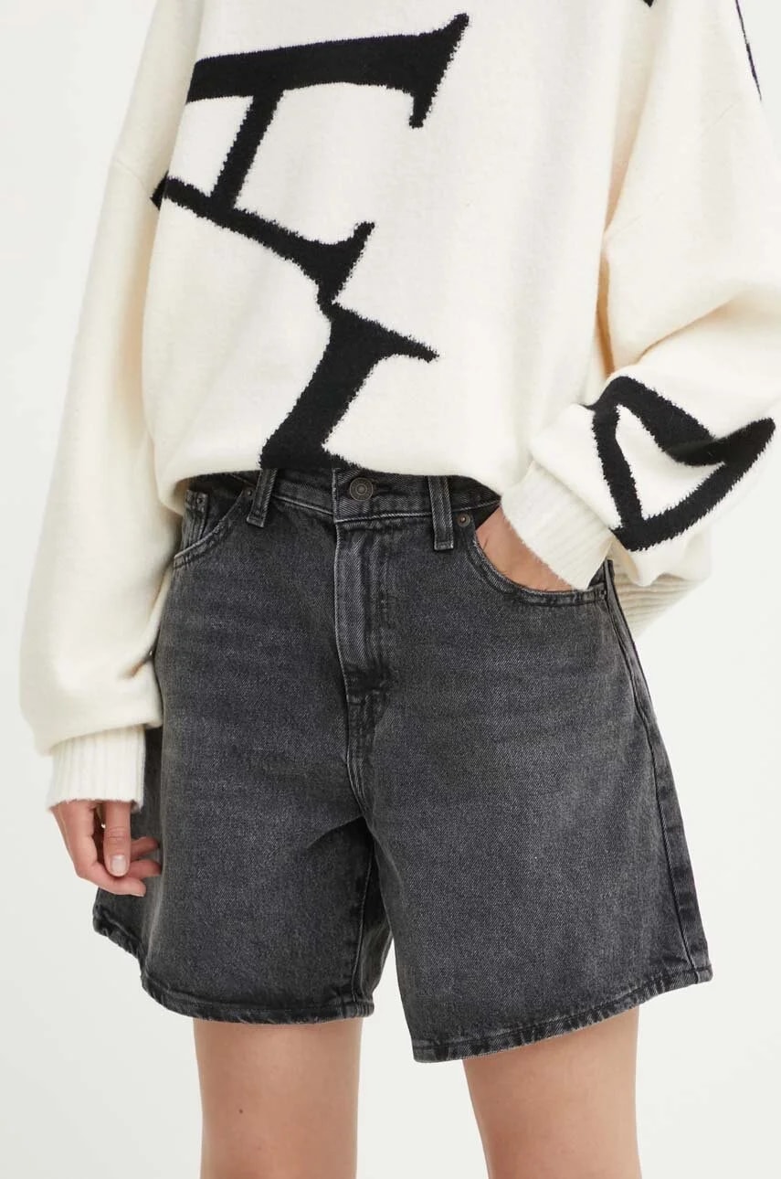 Джинсовые шорты HIGH BAGGY SHORT черные для женщин