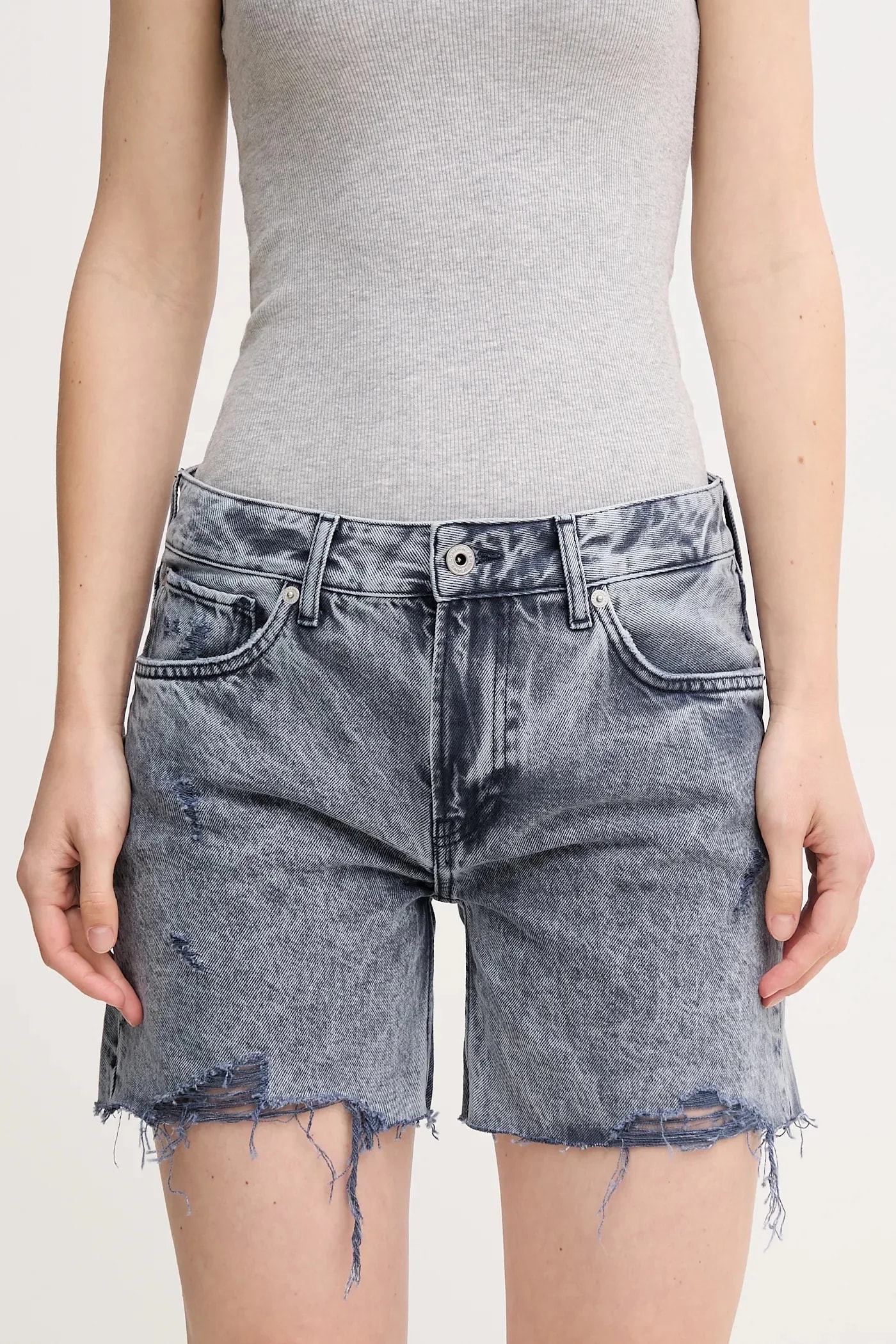 Шорты из хлопкового денима REGULAR SHORT MW DISTRESSED