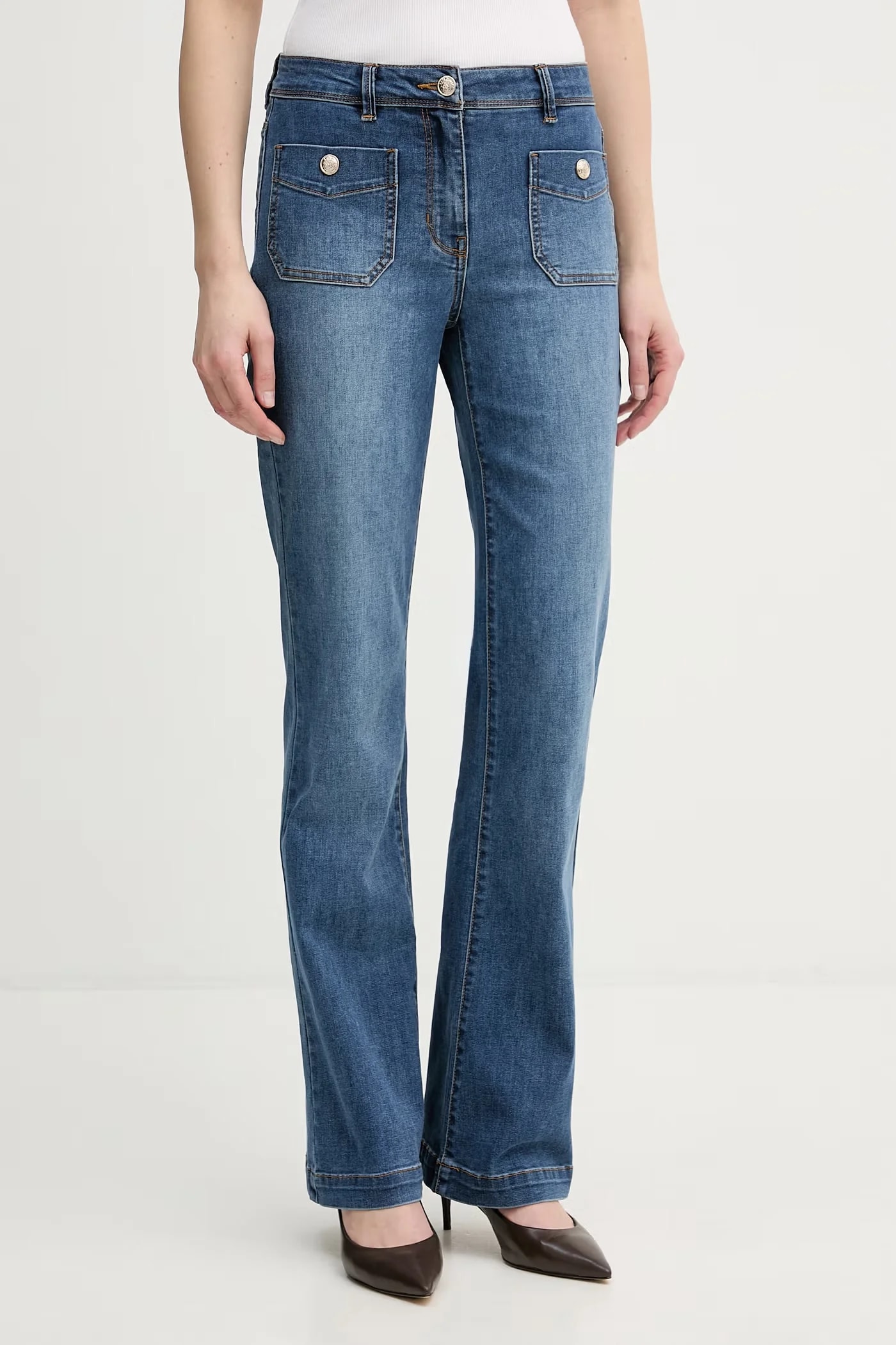 Женские джинсы-клеш синие синее для женщин