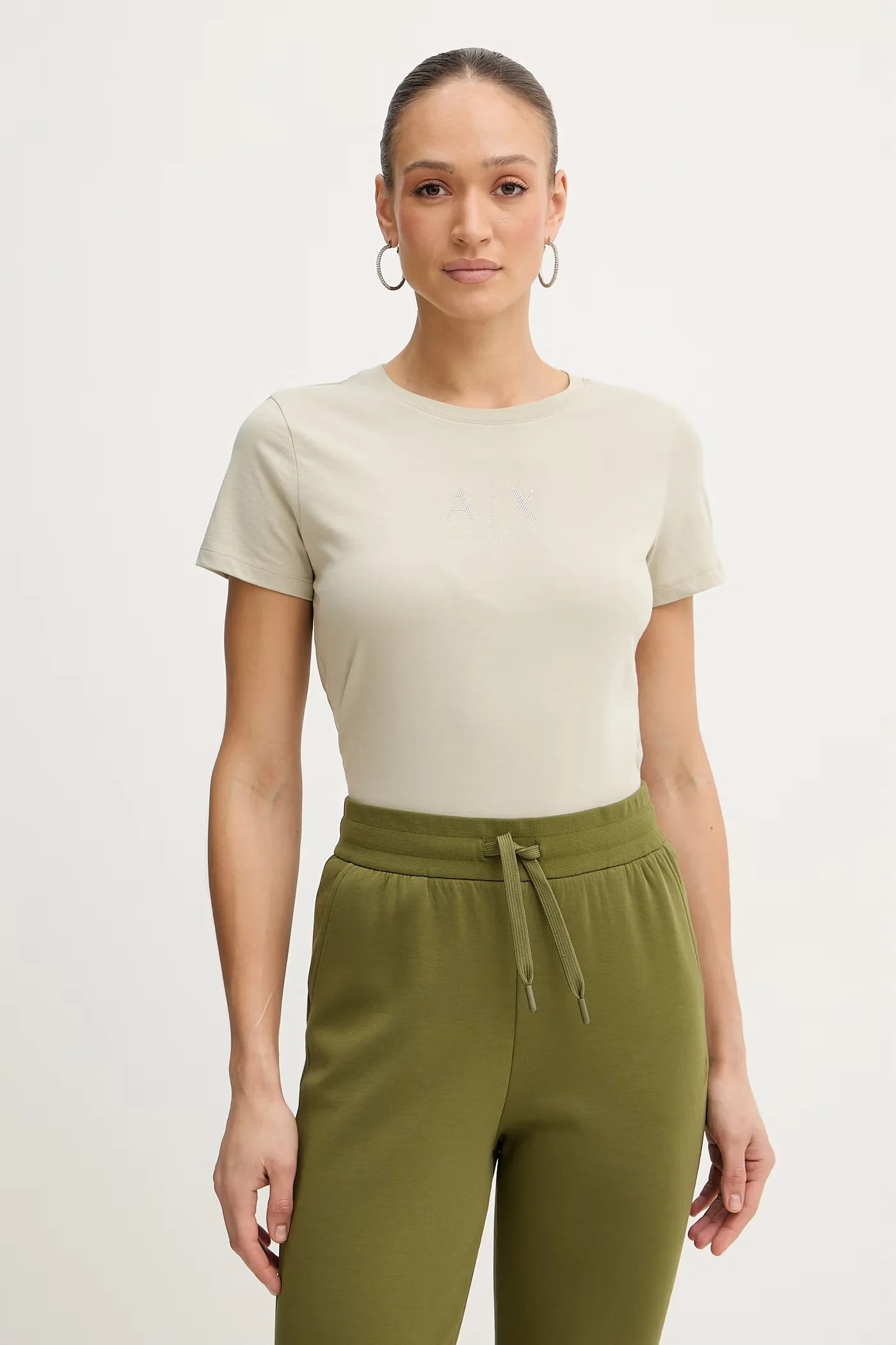 Хлопковая футболка бежевая для женщин