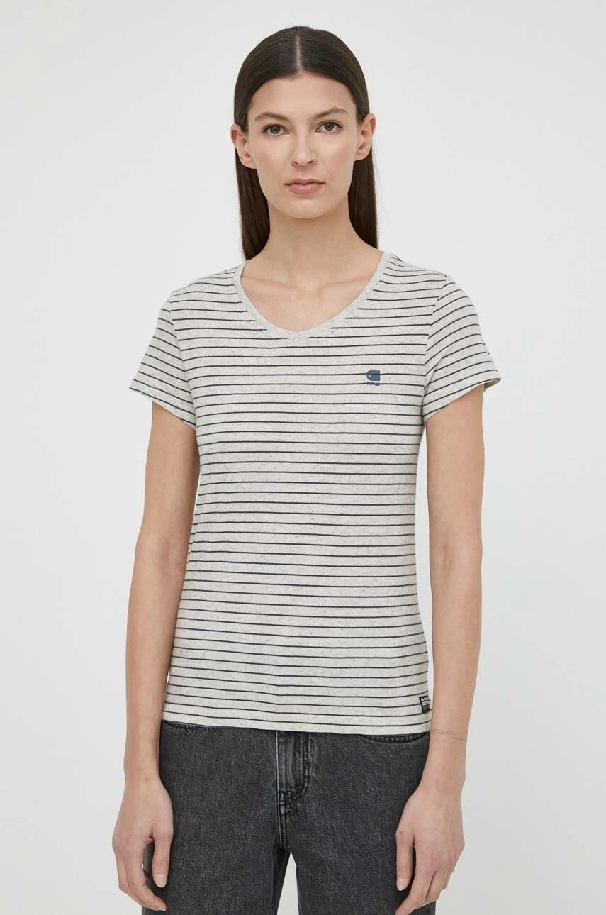 Хлопковая футболка в полоску eyben slim v t 2.0 серая для женщин