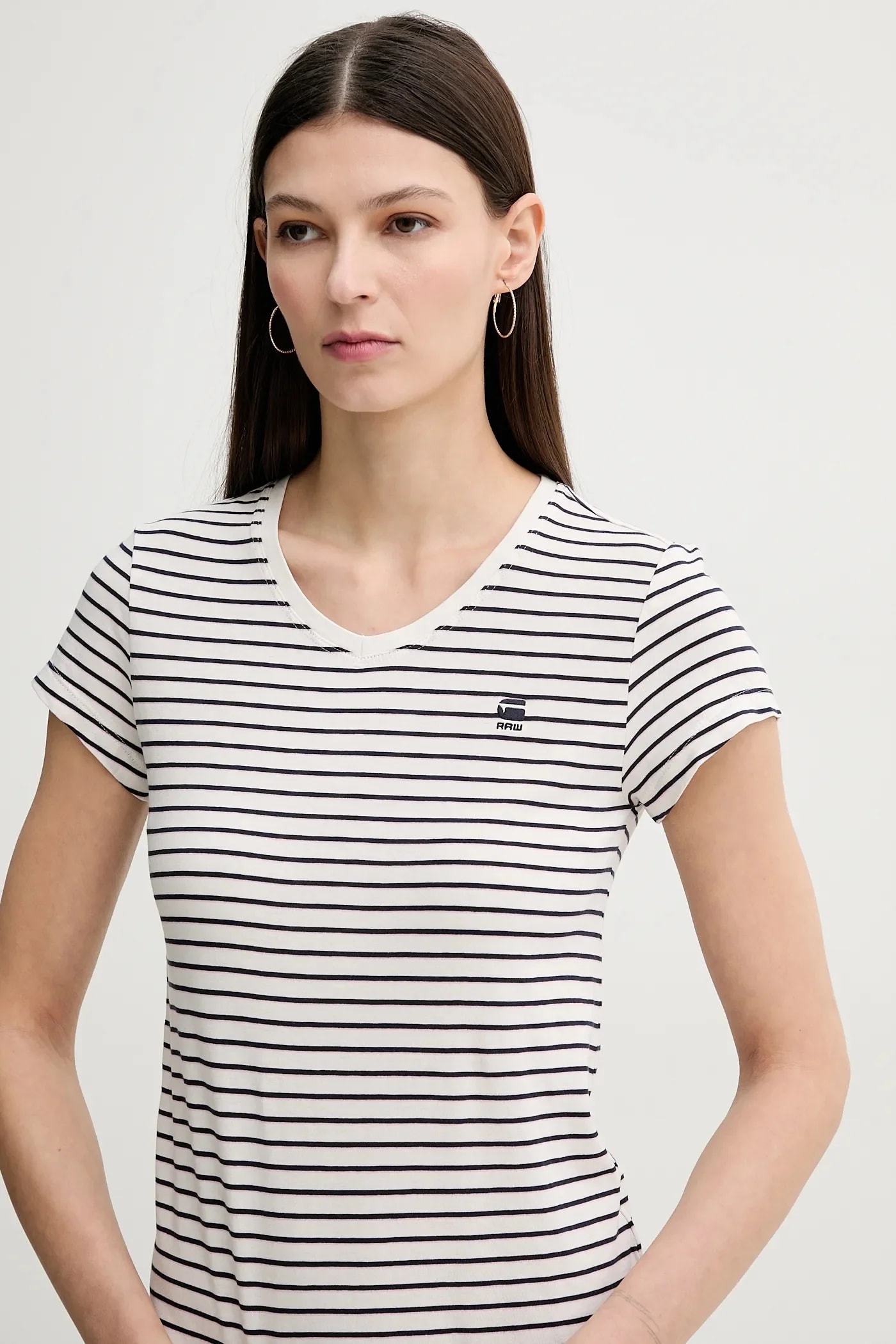 Хлопковая футболка в полоску eyben slim v t 2.0 бежевая для женщин