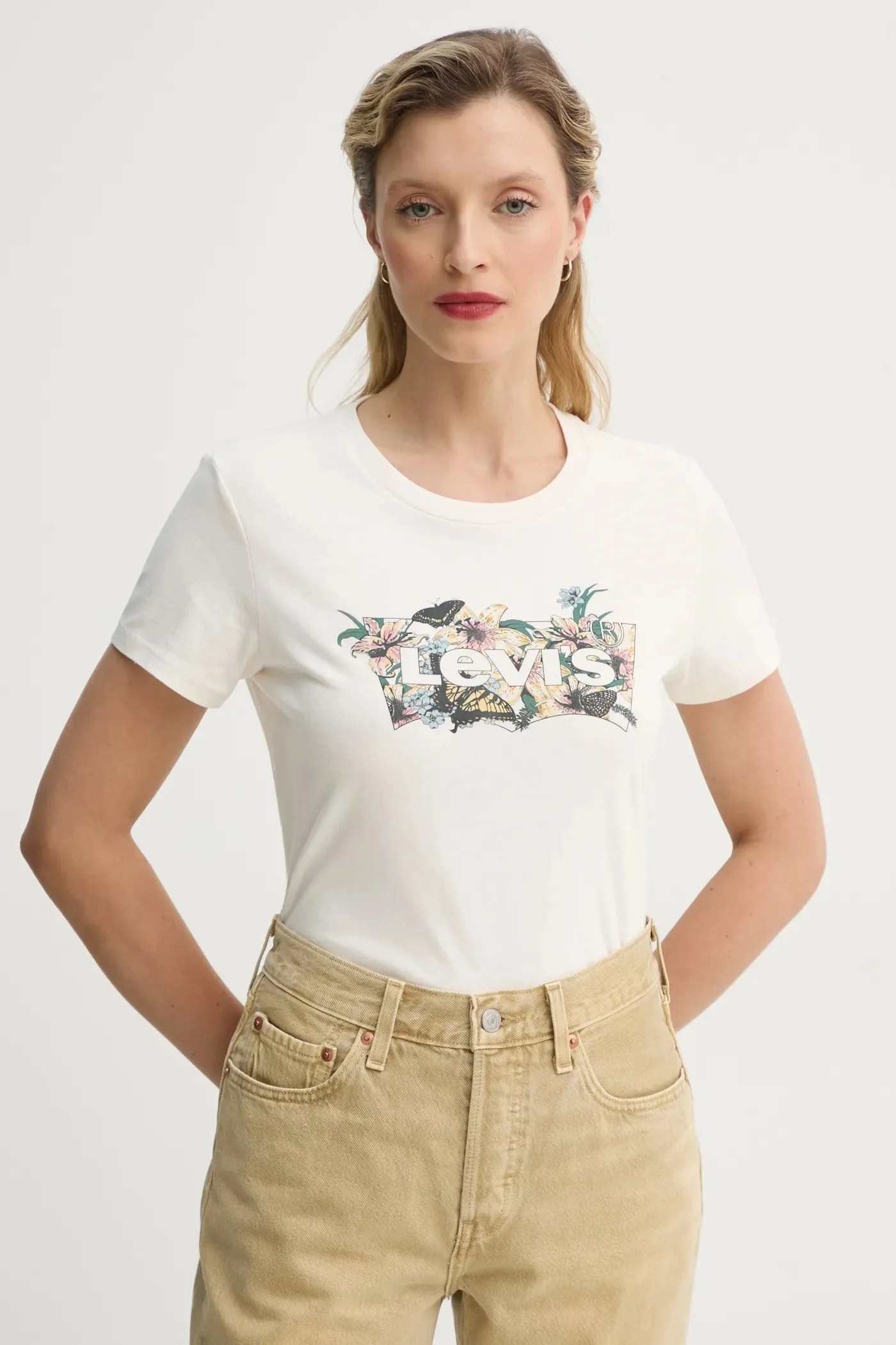 Футболка THE PERFECT TEE из хлопка бежевая для женщин