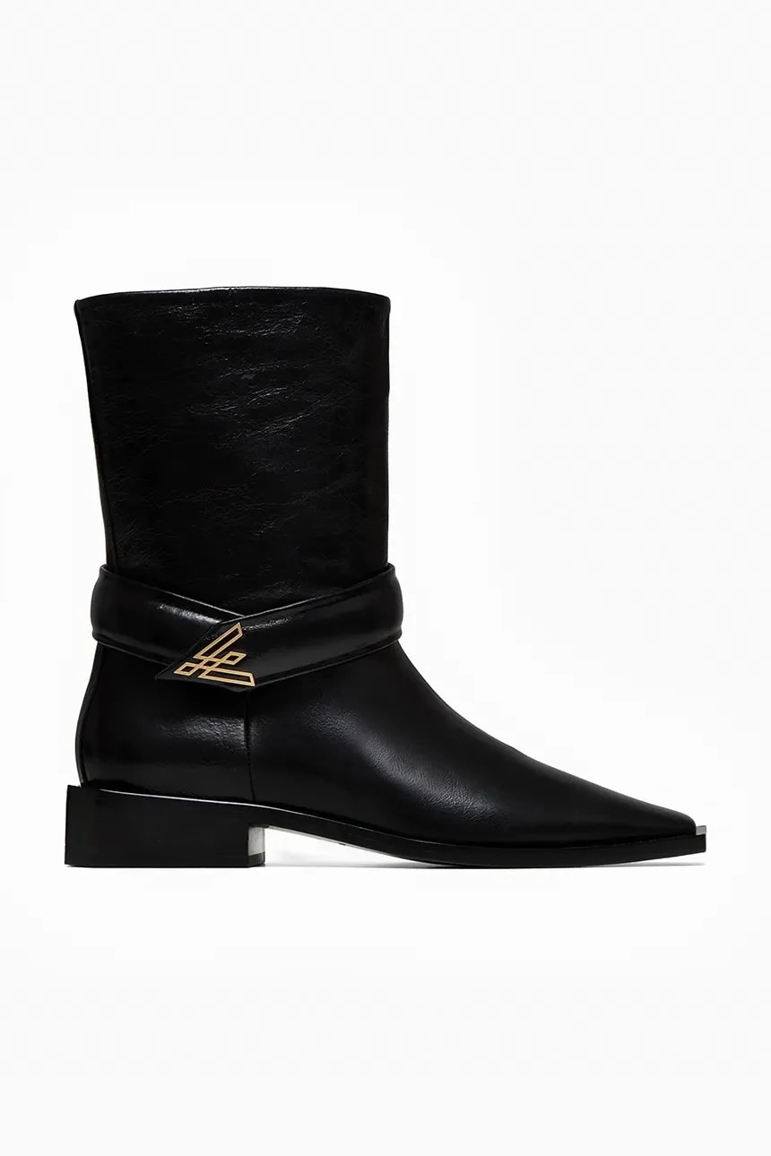 ZOEY DEEP BLACK кожаные ботильоны