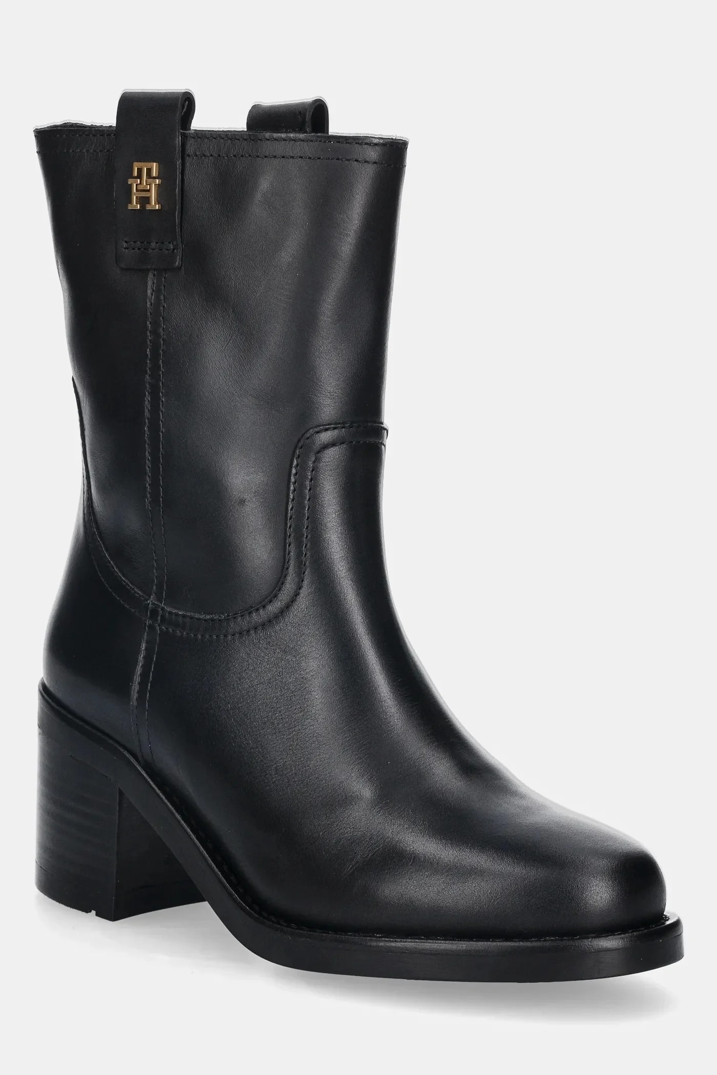 Кожаные ботильоны RIDING LTHR MID BOOT BLOCK HEEL