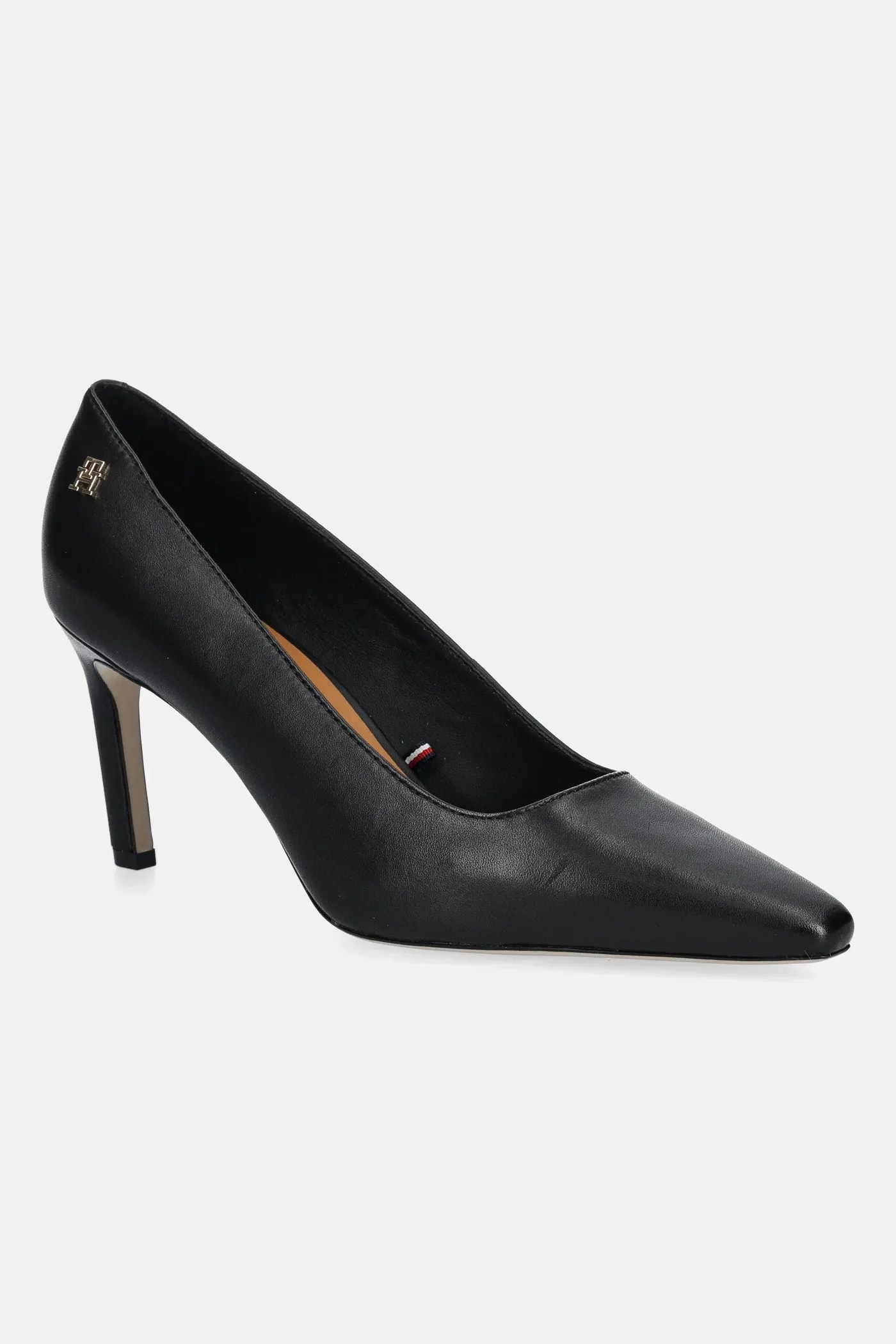 TH LOGO LEATHER PUMP SLANTED Кожаные туфли на высоком каблуке HL