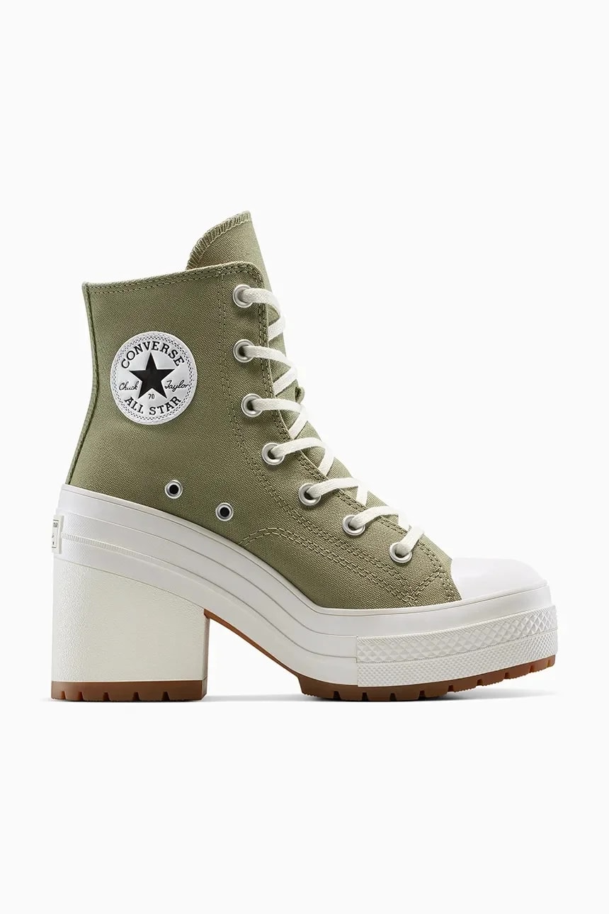 кроссовки Chuck 70 De Luxe на каблуке зеленые для женщин