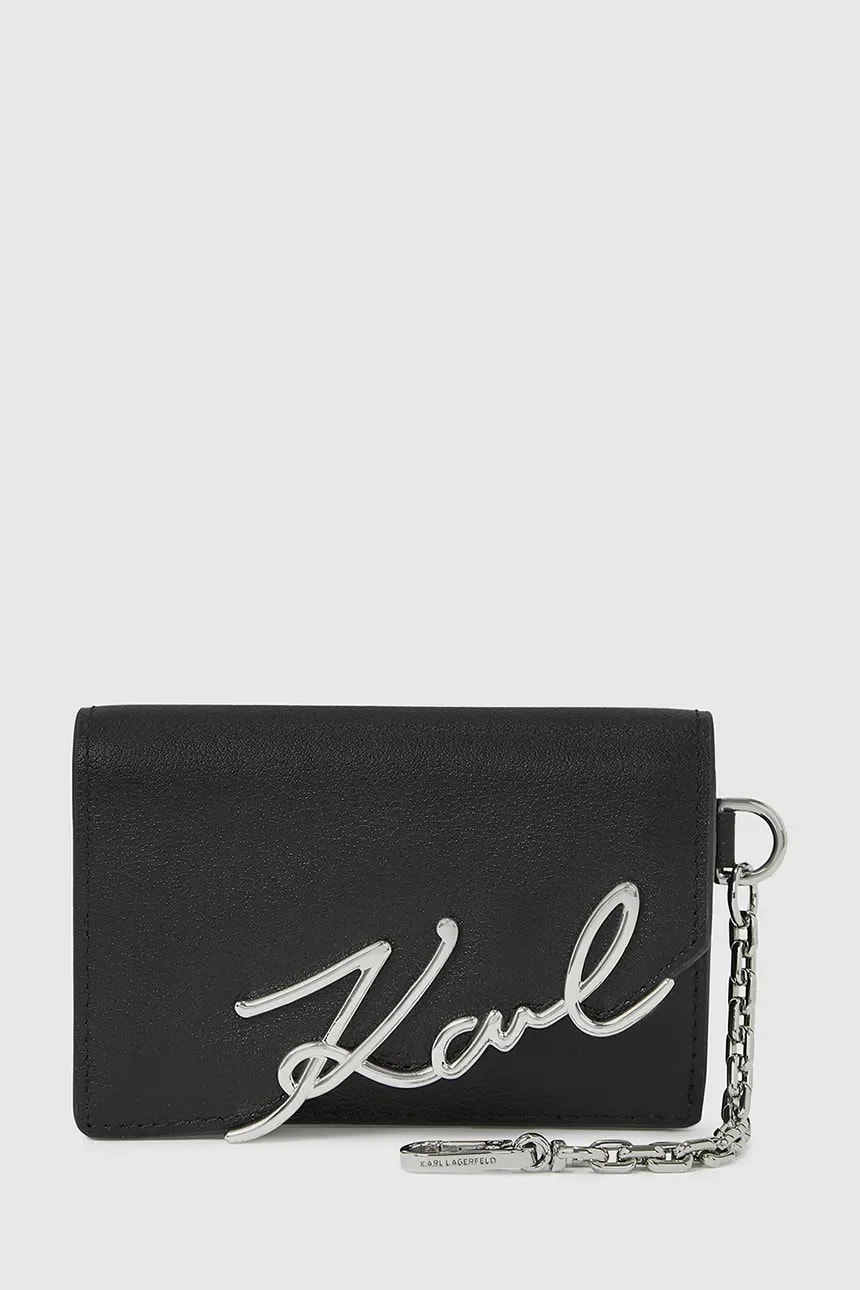 кожаный кошелек K/SIGNATURE черный для женщин