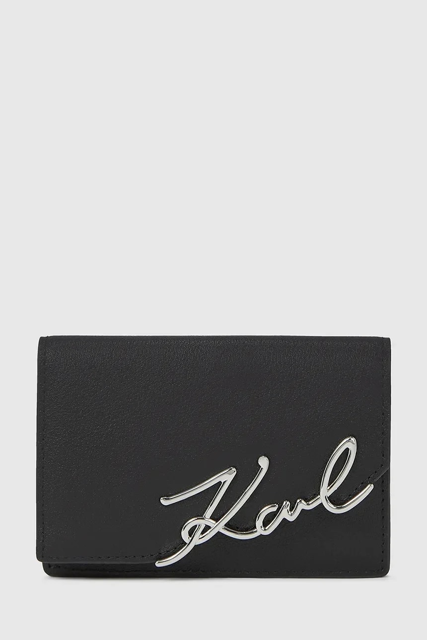 кожаный кошелек K/SIGNATURE черный для женщин
