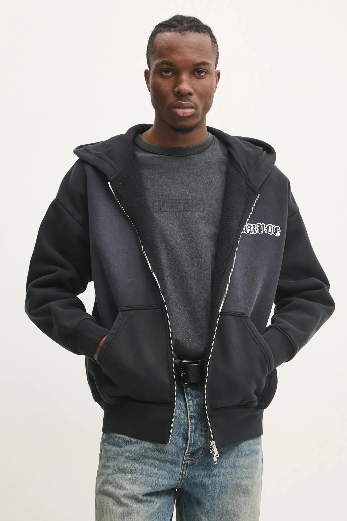 Хлопковая толстовка HWT FLEECE ZIP FRONT HOODY