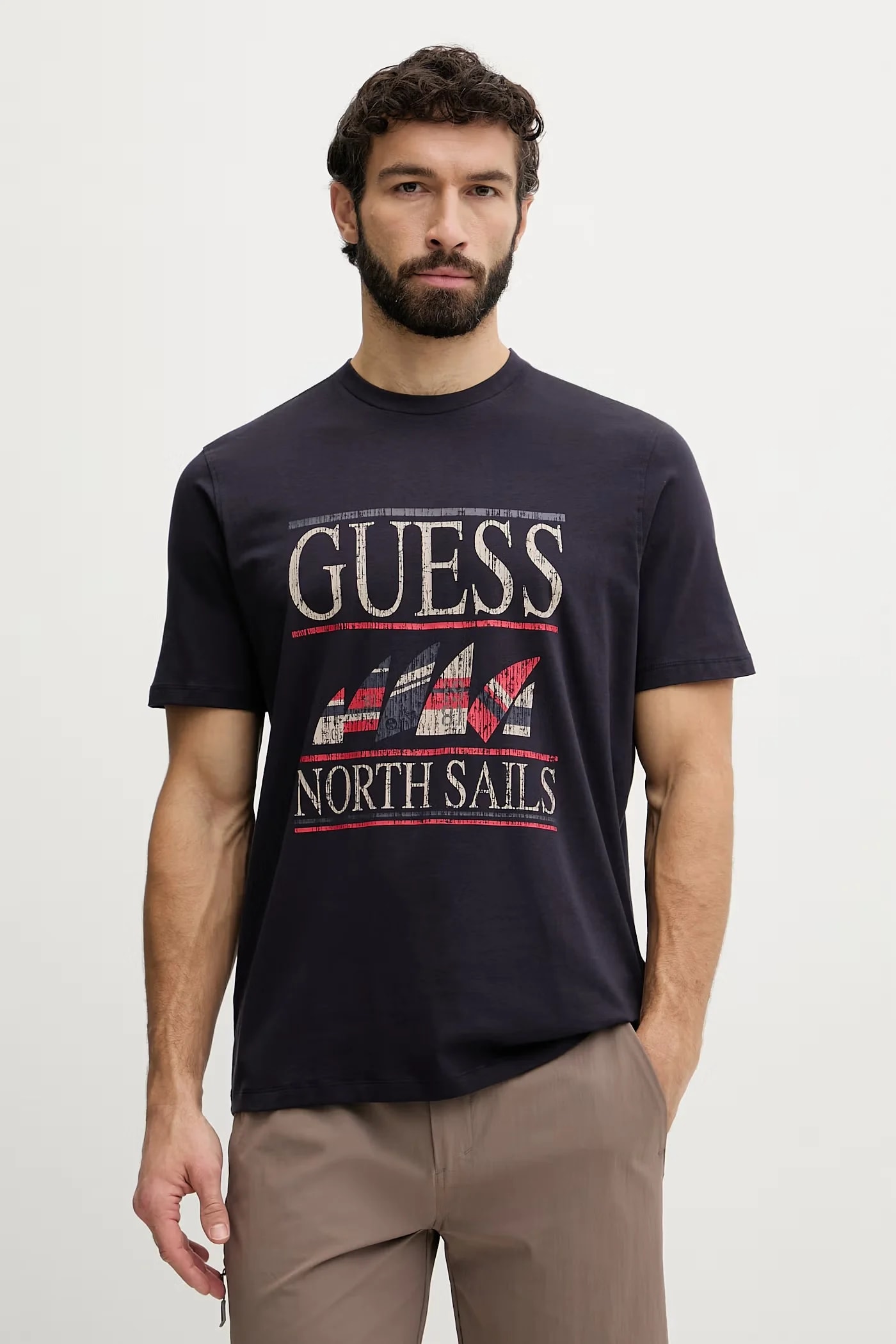 Мужская футболка из хлопка с эластаном x North Sails военно-морской для мужчин
