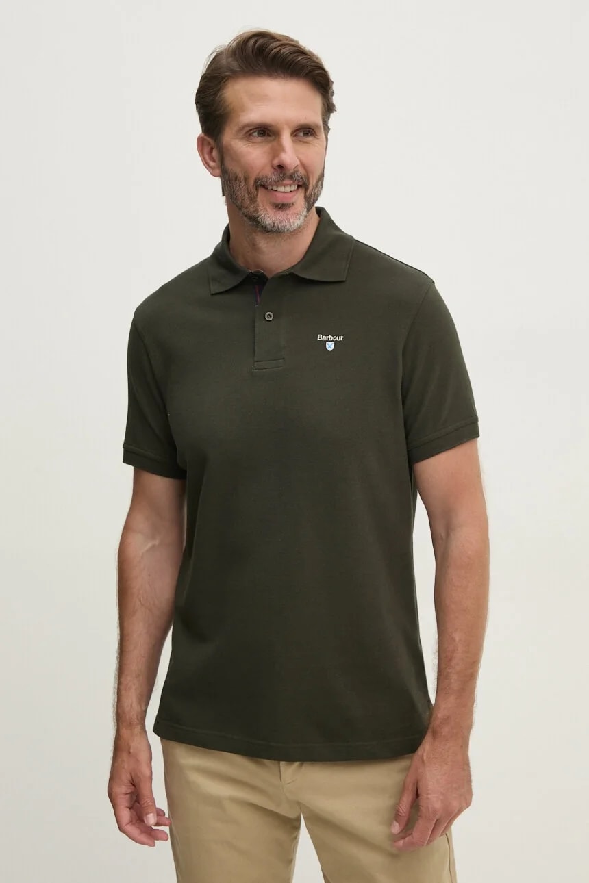 Хлопковое поло Tartan Pique Polo зеленое для мужчин