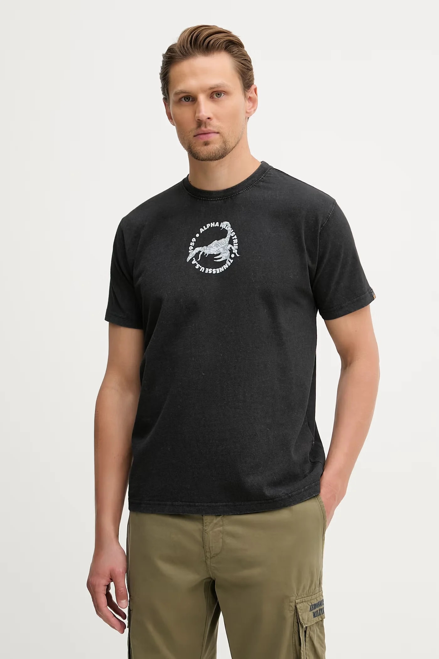 Мужская хлопковая футболка с принтом US Scorpion Backprint