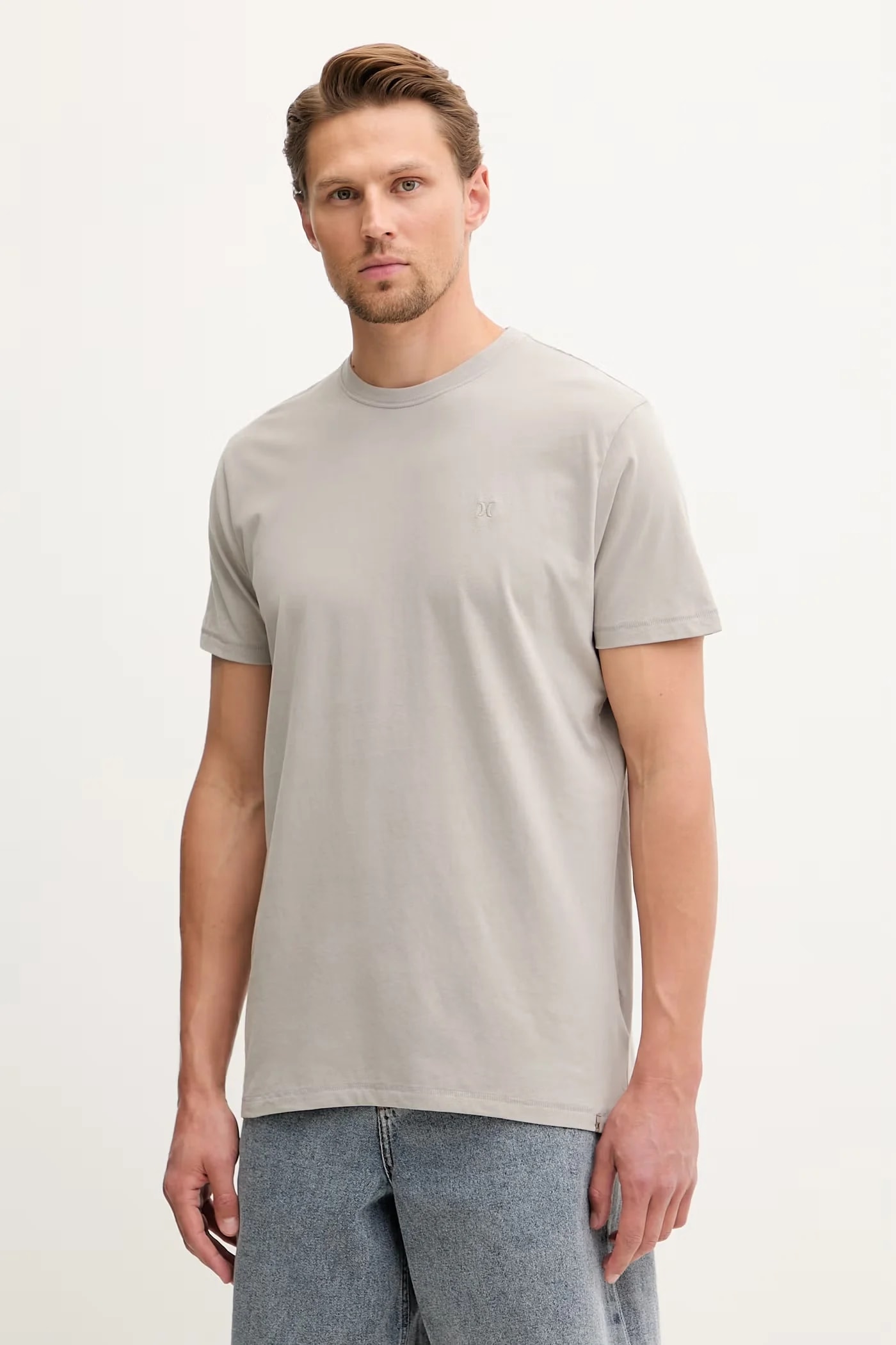 Мужская хлопковая футболка серая для мужчин