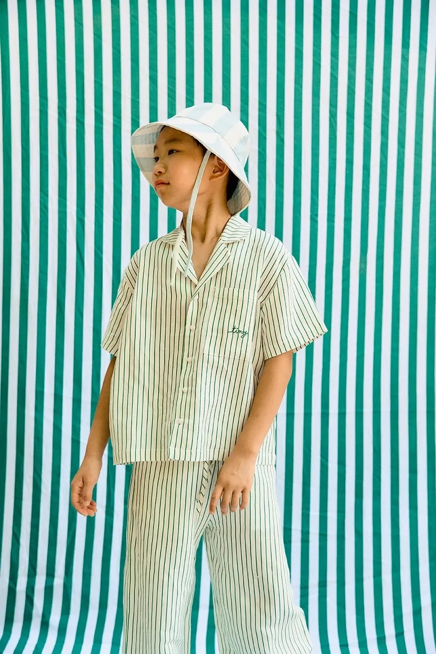 Детская рубашка с добавлением льна EMERALD STRIPES SHIRT