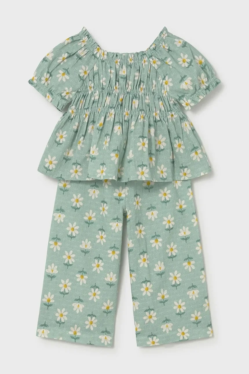 Детский хлопковый комплект бирюзовый для девочек