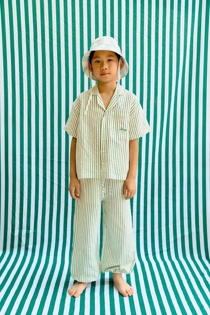 Детские брюки с добавлением льна EMERALD STRIPES PANT
