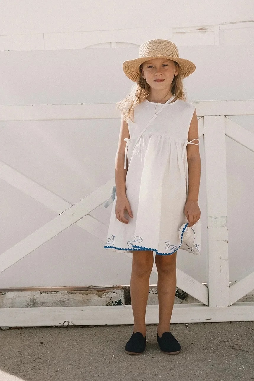 SWANS BOWS DRESS детское платье из льна