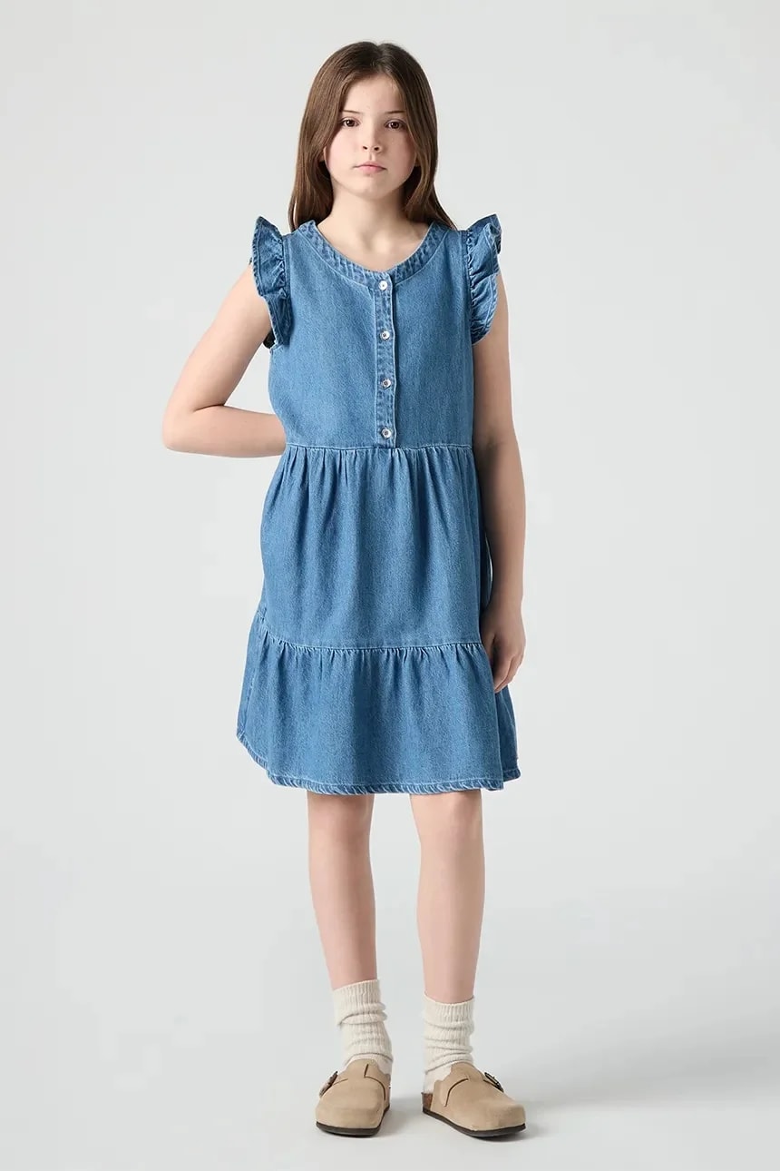 Детское хлопковое платье FLUTTER SLEEVE BUTTON UP D