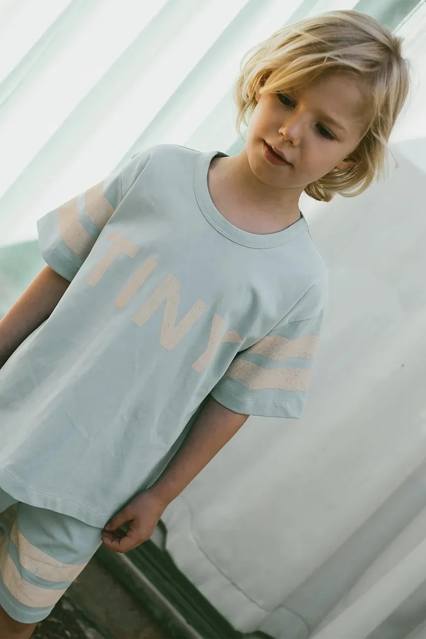Детская хлопковая футболка STRIPES LOGO TEE синяя для мальчиков
