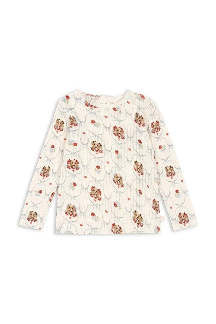 Детская хлопковая рубашка с длинными рукавами MINNIE BLOUSE GOTS бежевая для мальчиков