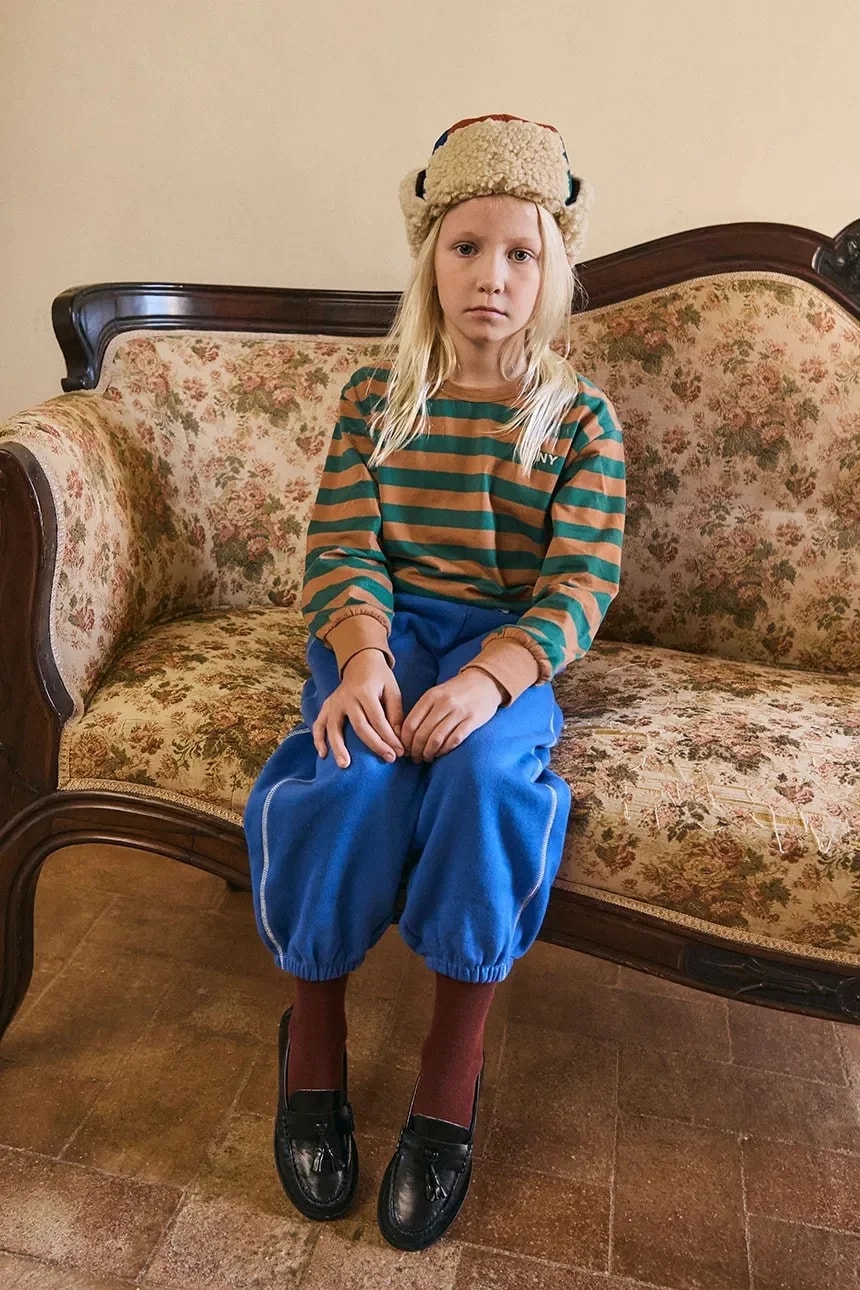 Детская хлопковая футболка с длинными рукавами STRIPES SLEEVE ТРИКОТАЖНАЯ ФУТБОЛКА