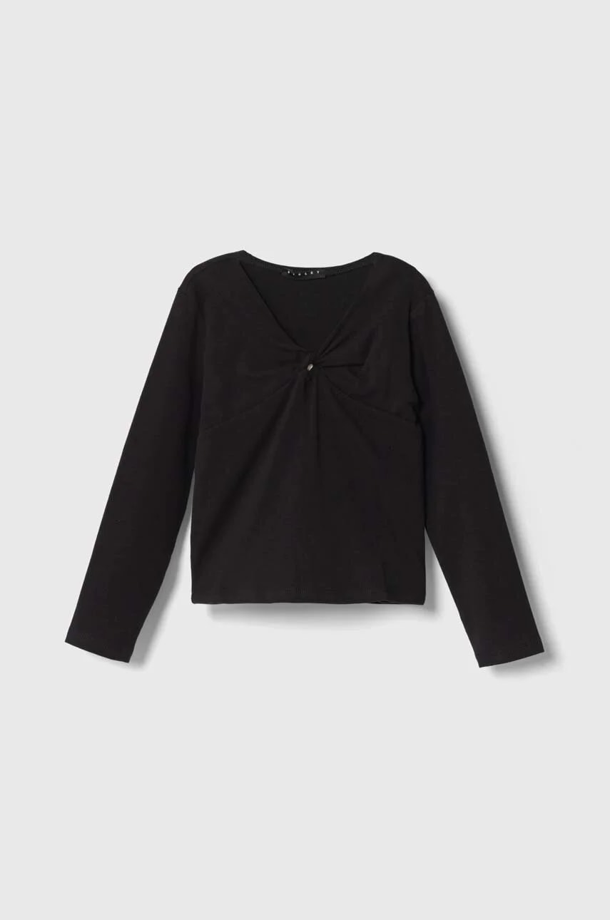 Детский лонгслив черный для девочек