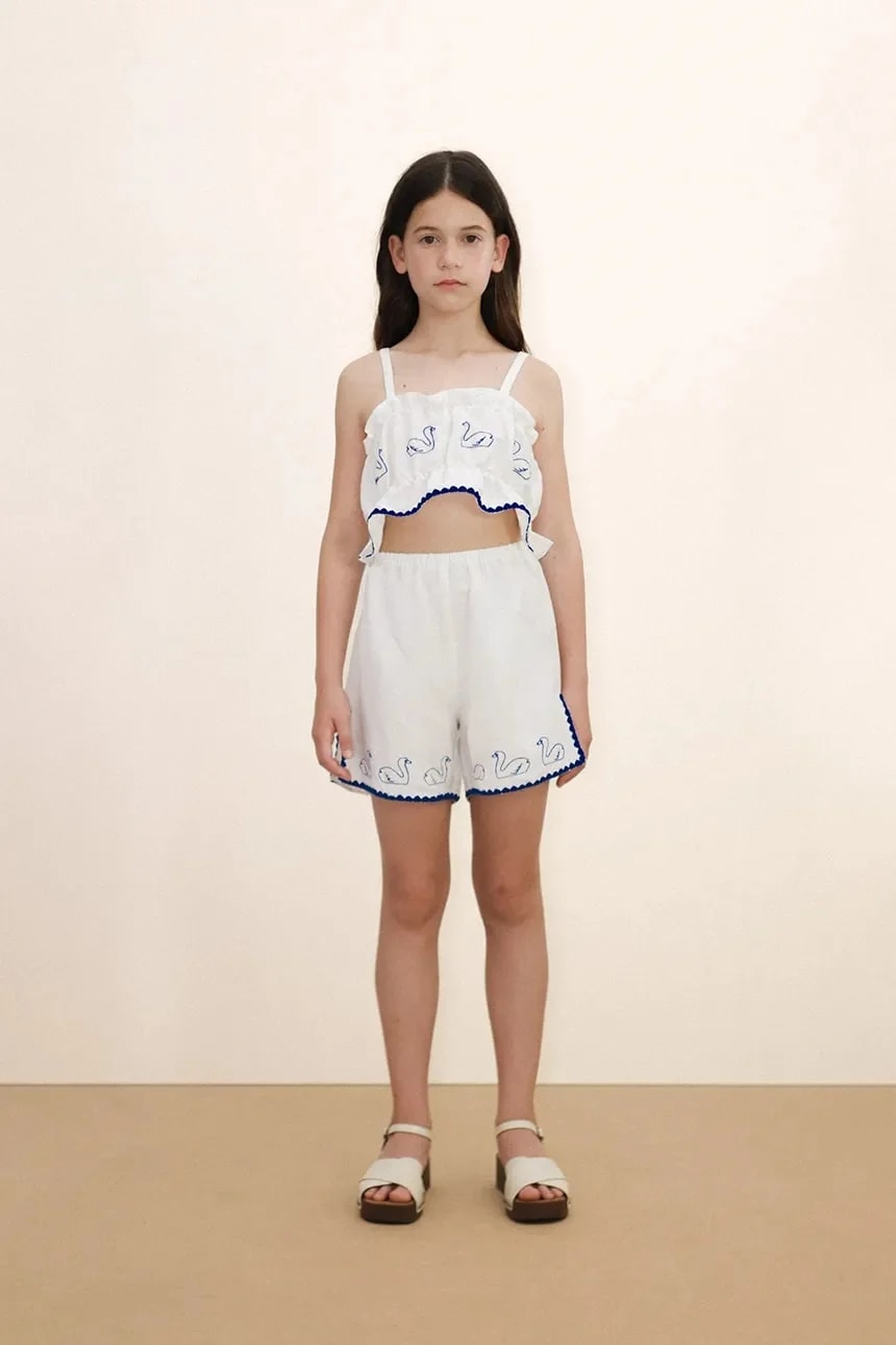 Детский топ с добавлением льна SWANS BOWS LINEN TOP